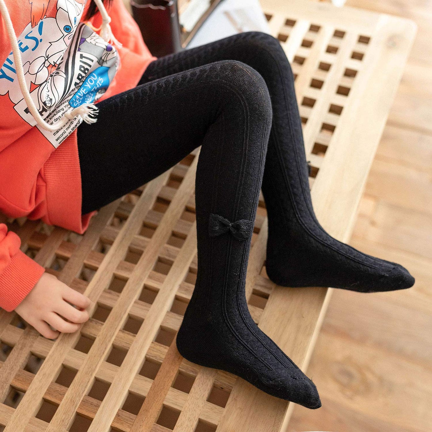 Zando Baby Tights For Girls With Bows Soft Comfortable Cotton Pantyhose Infant Seamless Leggings Toddler Thick Solid Knit Socks