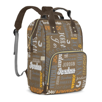 Perarts Custom Diaper Bag Backpack for Baby Girls Boys, Coffee Personalized Mommy Nursing Bag with Name Customized Casual Backpa