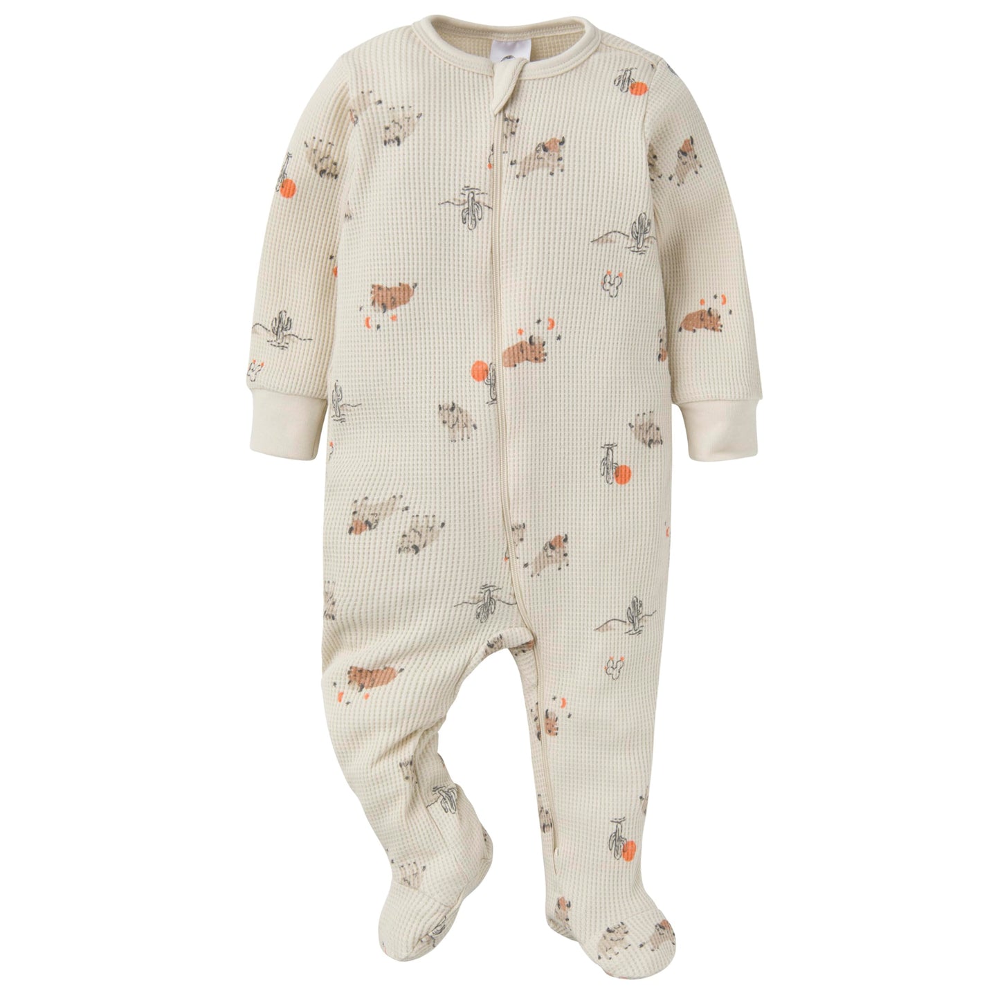 Gerber Baby Unisex 2-Pack 2-Way Zip Thermal Footed Sleep 'N Play, Buffalo, Newborn