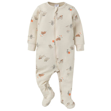 Gerber Baby Unisex 2-Pack 2-Way Zip Thermal Footed Sleep 'N Play, Buffalo, Newborn