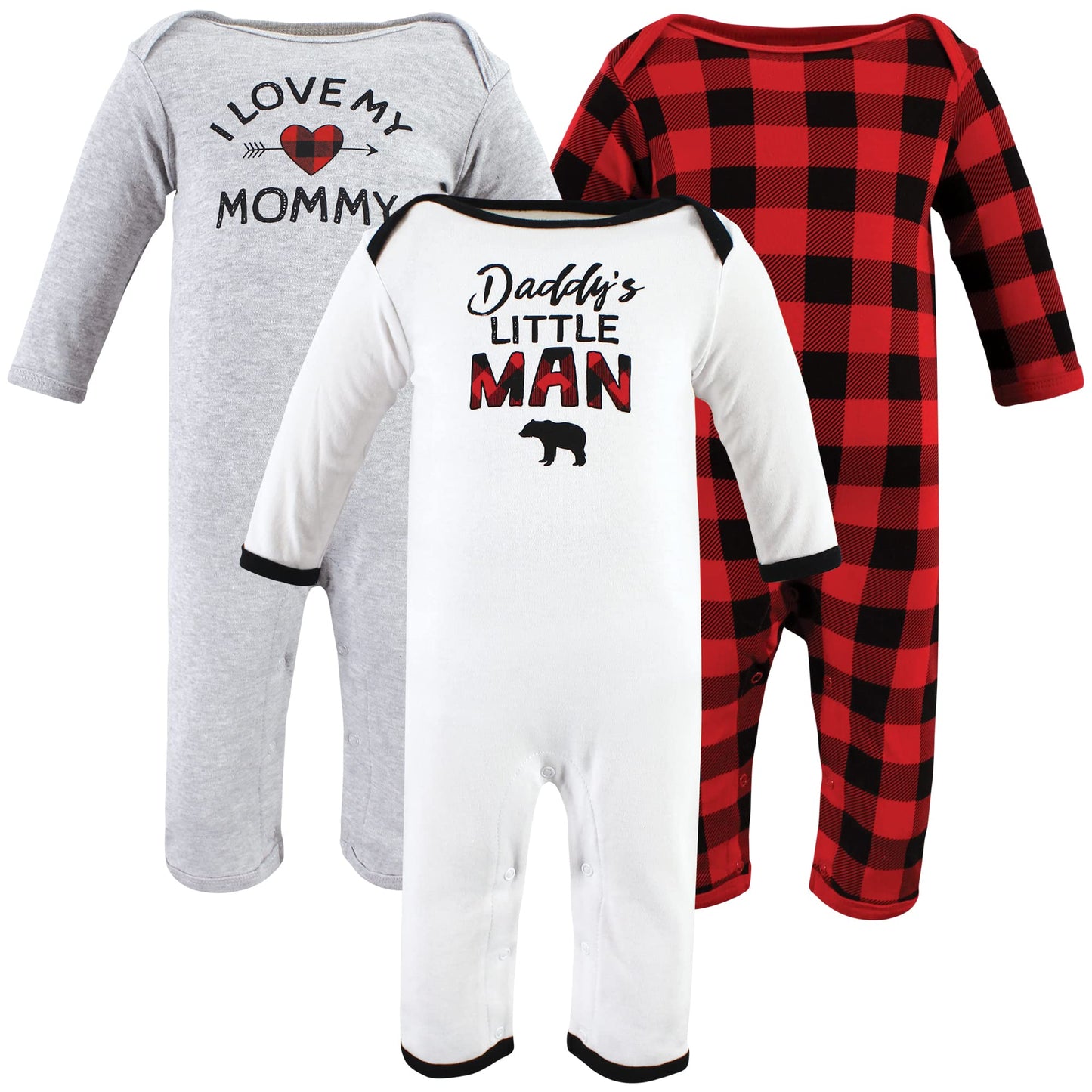 Hudson Baby Girls Unisex Cotton Coveralls, Buffalo Plaid Family, 9-12 Months, Buffalo Plaid Family, 9-12 Months Us