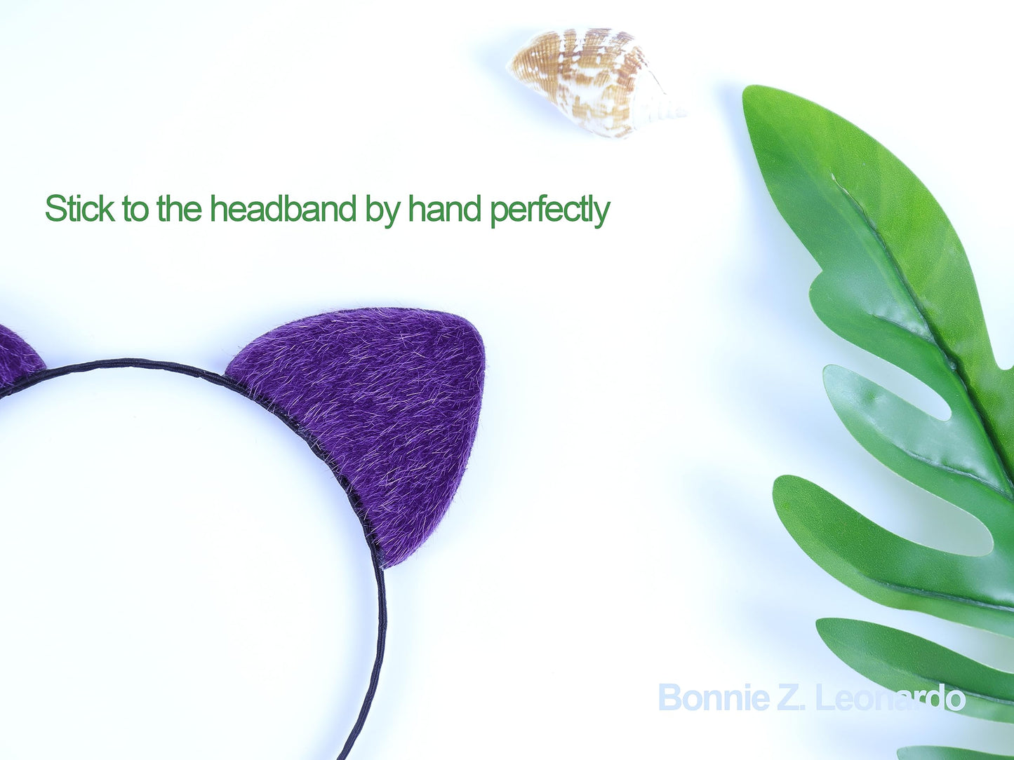 Bonnie Z. Leonardo Purple Cat Ears Headband Furry Cat Ears Headbands Purple