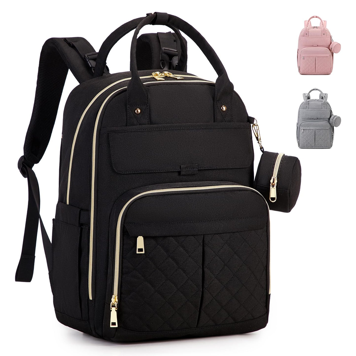 Moonbaby Diaper Bag Backpack, Baby Diaper Bags With Portable Changing Pad And Pacifier Case, Multifunctional Travel Diaper Backp