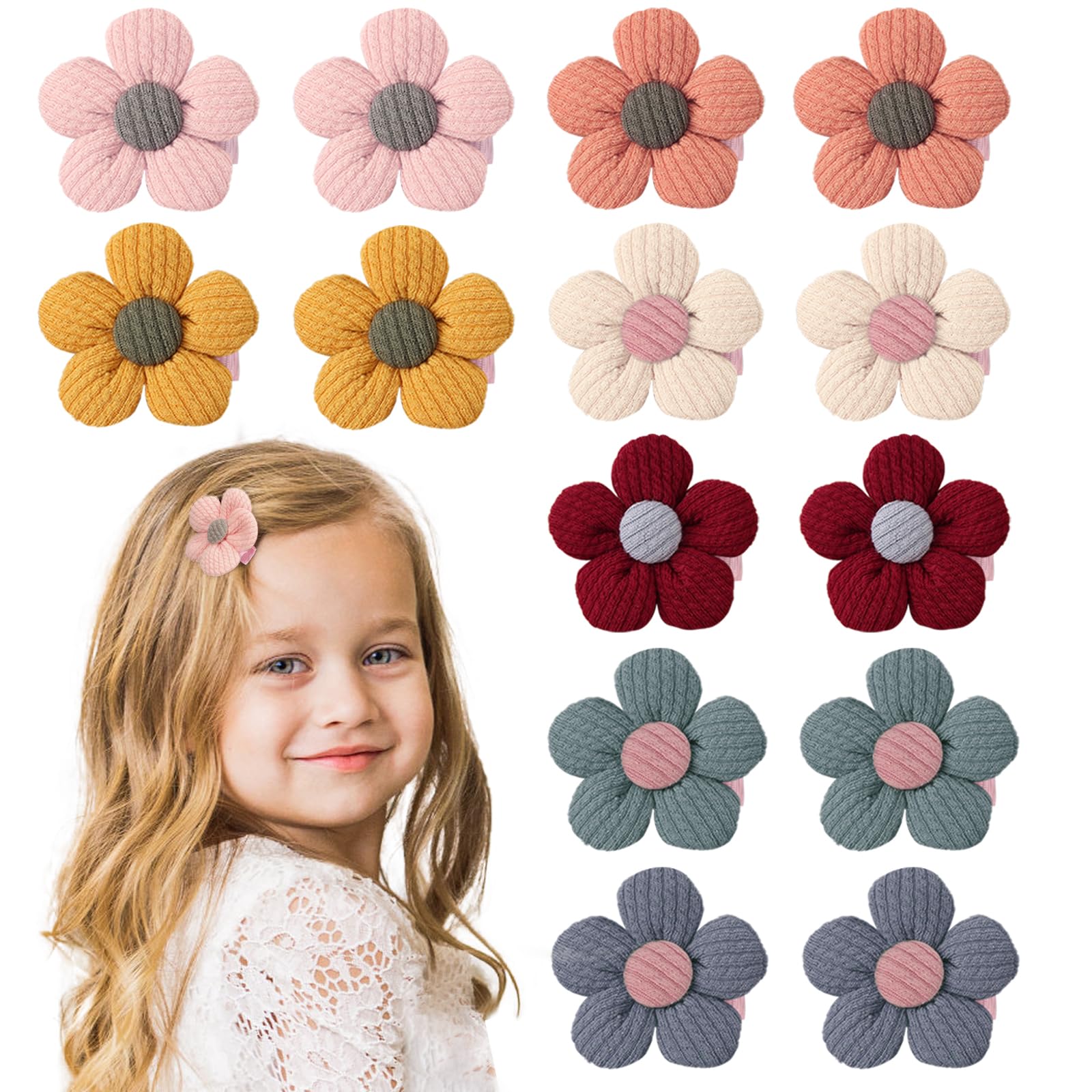 14 Pcs Baby Hair Clips Baby Girl Flowers Hair Clips Cute Non Slip Hair Snap Barrettes Thick Thin Floral Hair Accessories for Inf