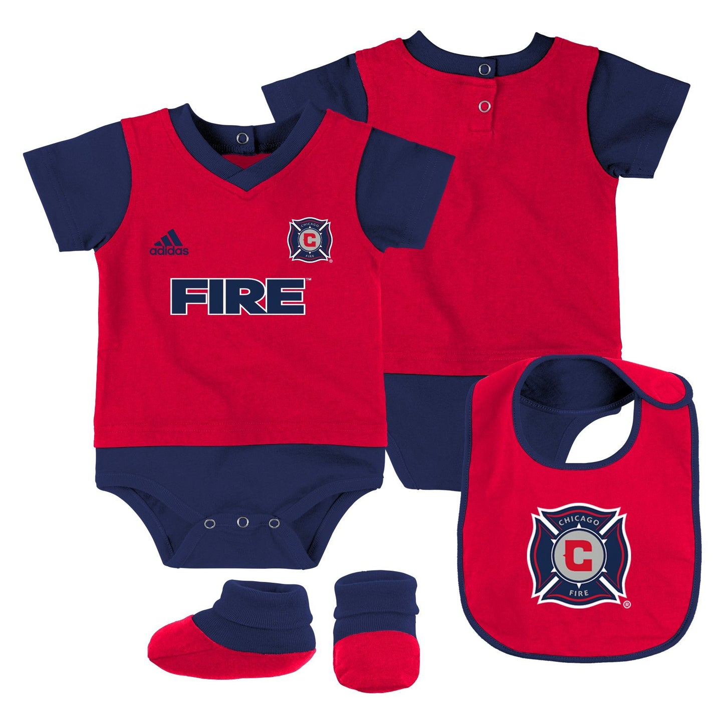 Mls Chicago Fire Boys Creeper Bib & Booty Set, Red, 6-9 Months