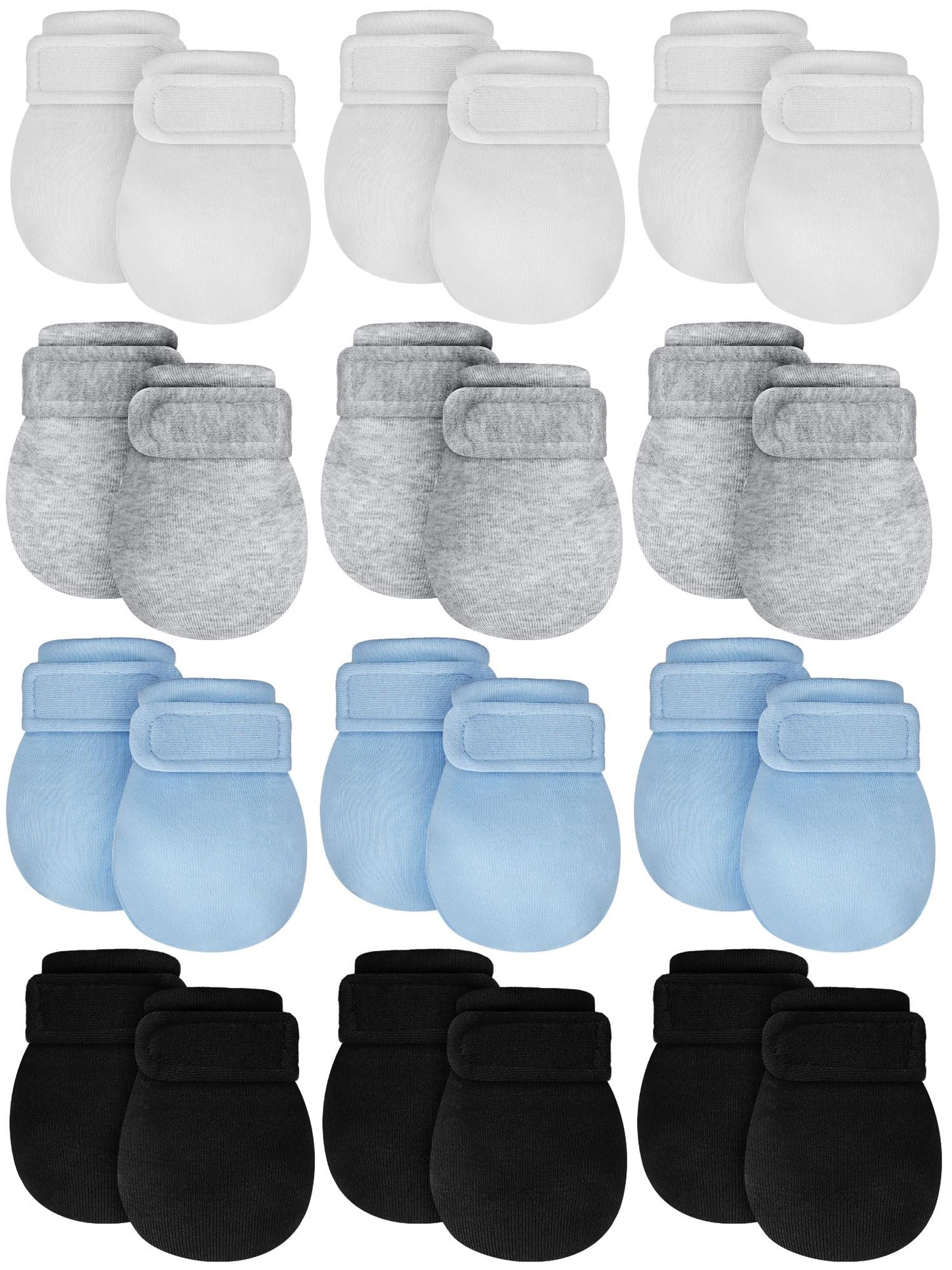 Newcotte 12 Pairs Adjustable Preemie Baby Mittens No Scratch Newborn Cotton Breathable Gloves Warm Mitts For Boys Kids(Fresh Col