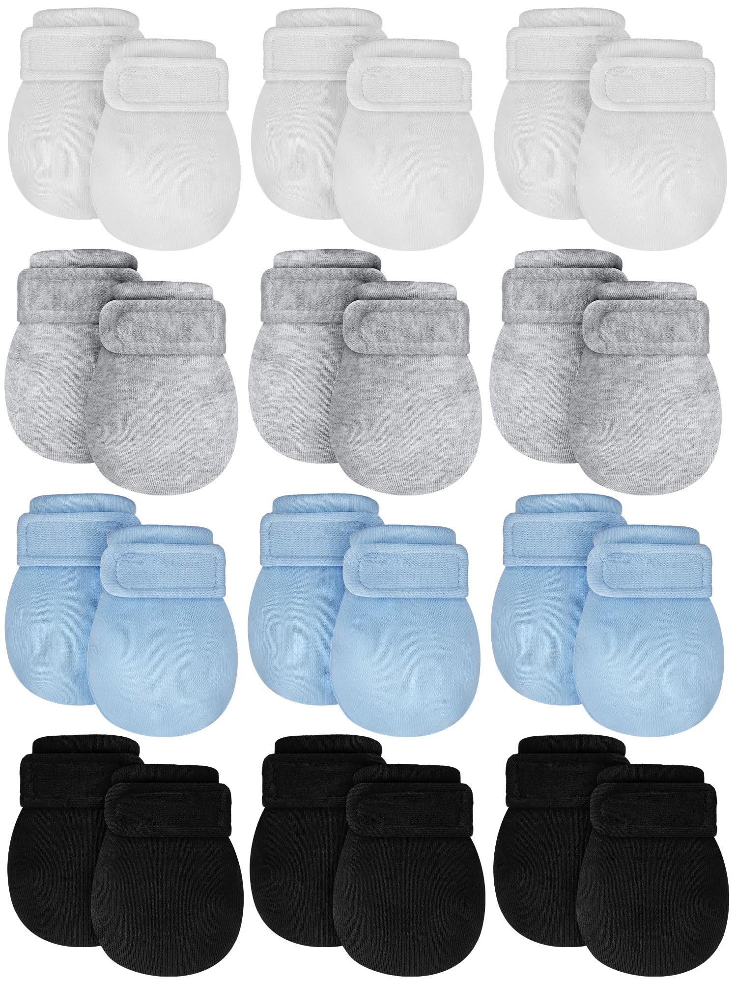Newcotte 12 Pairs Adjustable Preemie Baby Mittens No Scratch Newborn Cotton Breathable Gloves Warm Mitts For Boys Kids(Fresh Col