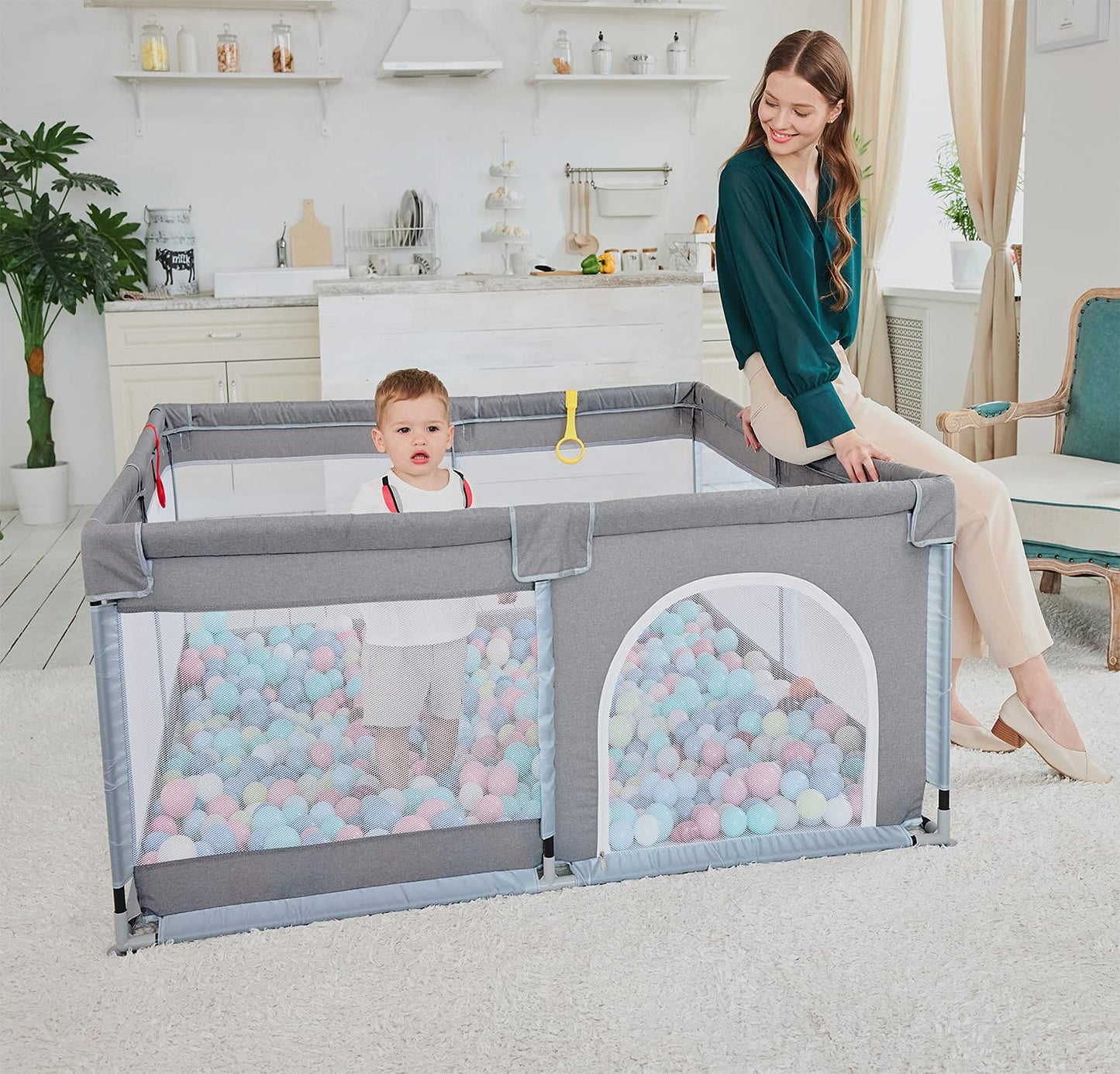 Todale Baby Playpen 50     50    Gray Playpen For Babies And Toddlers, Safe & Sturdy, Small Baby Play Yard With Anti-Slip Base &
