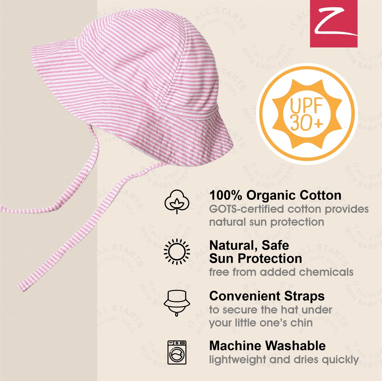 Zutano Baby Girls' Floppy, Hot Pink Candy Stripe, 24 Months