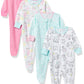 Onesies Brand Baby Girls 4-Pack 'N Play Footies Multi And Toddler Sleepers, Cats, 6-9 Months Us