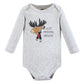 Hudson Baby Unisex Baby Cotton Long-Sleeve Bodysuits, Moosing Around, 3-6 Months