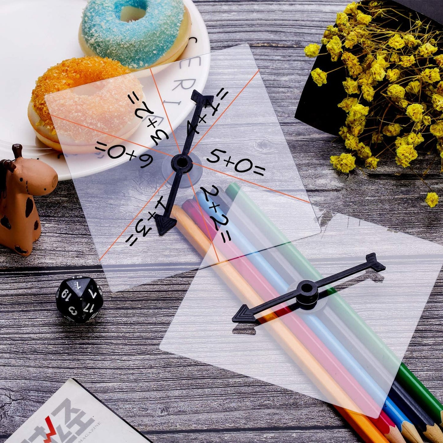 Gejoy 10 Pack Transparent Spinners Clear Spinners Dry Erase Math Game Spinner with Rotating Arrow for Classroom