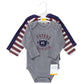 Hudson Baby Unisex Baby Cotton Long-Sleeve Bodysuits, Football, 9-12 Months