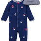 Little Me Clothes For Baby Boys' 2-Piece 100% Cotton Sailboat Footie Sleeper And Cap Set, 6 Months