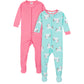 Gerber Baby Girls' 2-Pack Footed Pajamas, Unicorns Pink, 18 Months