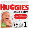 Huggies Size 1 Diapers, Snug & Dry Newborn Diapers, Size 1 (8-14 Lbs), 108 Count, Packaging May Vary