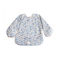 mushie Long Sleeve Baby Bib | Water Resistant Adjustable Fit for Ages 6-24 Months (Blue Flowers)