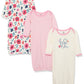 Touched by Nature Unisex Baby Organic Cotton Gowns, Garden Floral, Preemie/Newborn