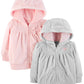 Simple Joys By Carter'S Baby Girls' 2-Pack Fleece Full Zip Hoodies, Light Grey/Pink, 12 Months