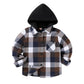 Younger Star Toddler Kids Baby Boys Hooded Plaid Shirt Classical Shirt Hooded Jacket Fall Winter Clothes (Brown, 4-5 Years)