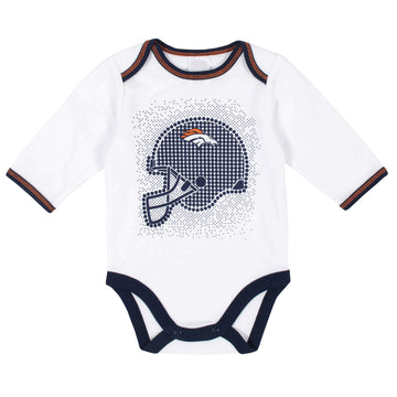 Gerber Nfl Denver Broncos 3 Pack Bodysuit Footed Pant And Cap Registry Gift Set, Blue/White Denver Broncos, 3-6M