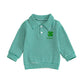 GOOCHEER Toddler Baby Boy St. Patricks Day Outfit Clover Letter Waffle Striped Long Sleeve Polo Shirt Button-up Pullover Top (Gr