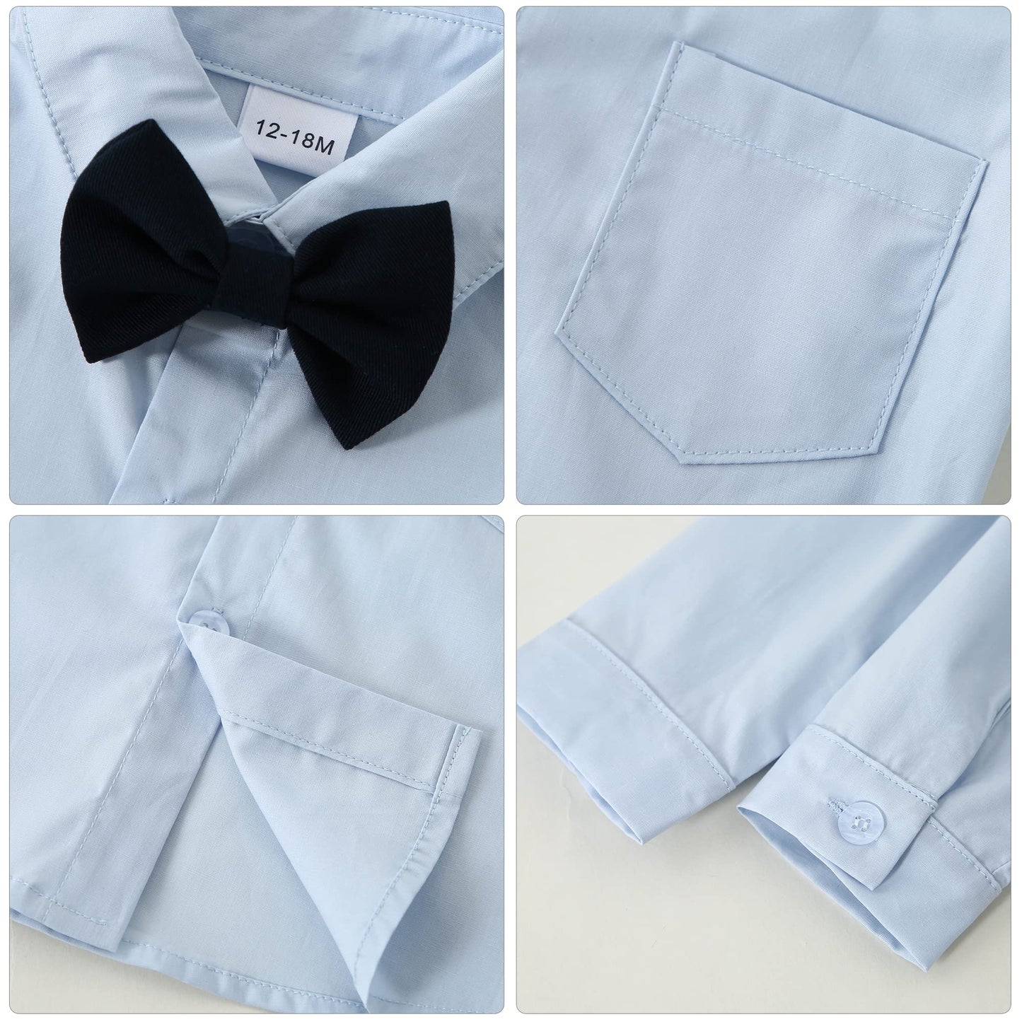 Yallet Toddler Baby Boy Clothes Suit Gentleman Wedding Outfits, Formal Dress Shirt+Bowtie+Vest+Boutonniere+Suspender Pants(V Nav