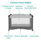 Dream On Me Zazzy Portable Playard with Bassinet in Grey, Packable and Easy Setup Baby Playard, Lightweight and Portable Playard