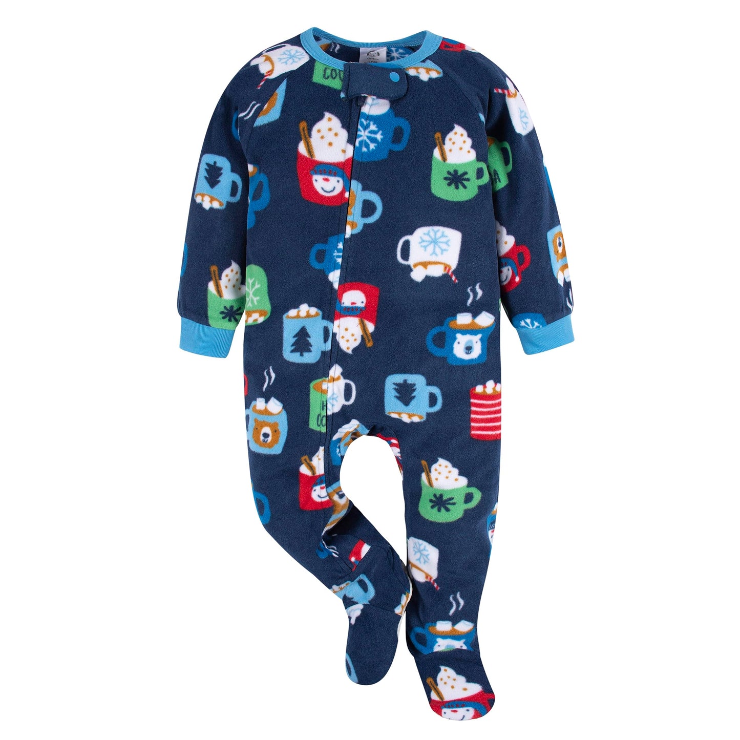 Gerber Baby Boys' Toddler Loose Fit Flame Resistant Fleece Footed Pajamas 2-Pack, Blue Mug, 6-9 Months