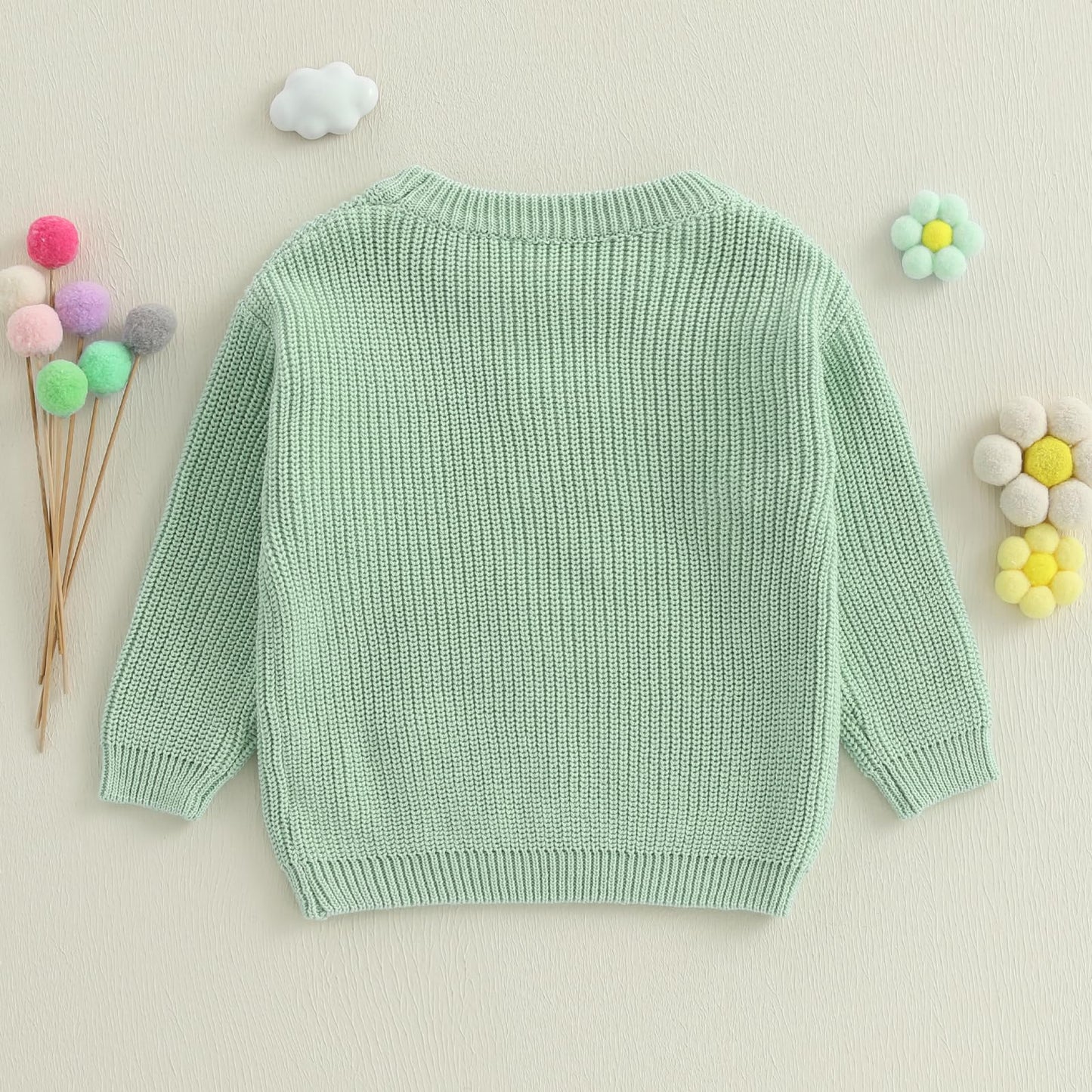 Amnnchya Toddler Infant Baby Girl Knit Sweater Big Sister Little Sister Matching Outfits Long Sleeve Pullover Sweatshirt (Green