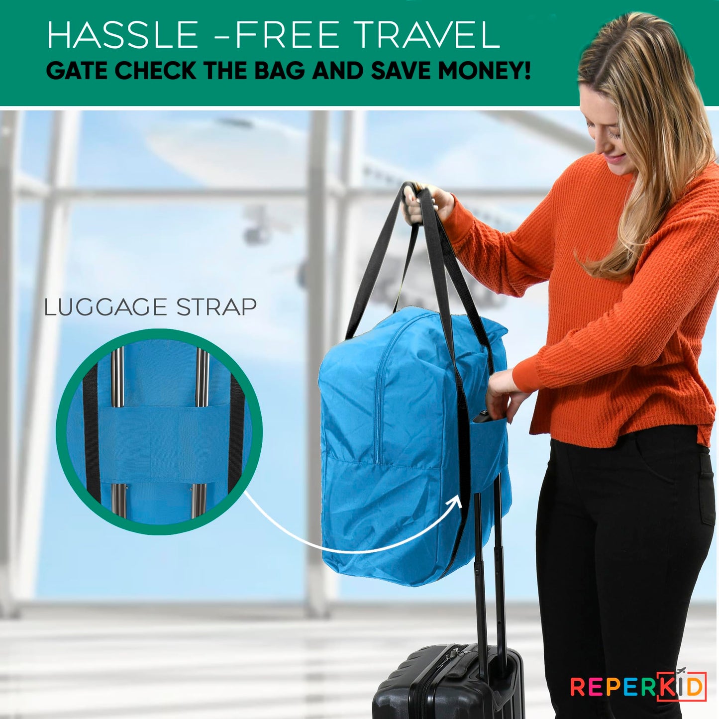 Reperkid Premium Booster Seat Travel Bag For Airplane - Compatible With Gb Pockit - Durable, Waterproof, Hand Bag Design - Airpo