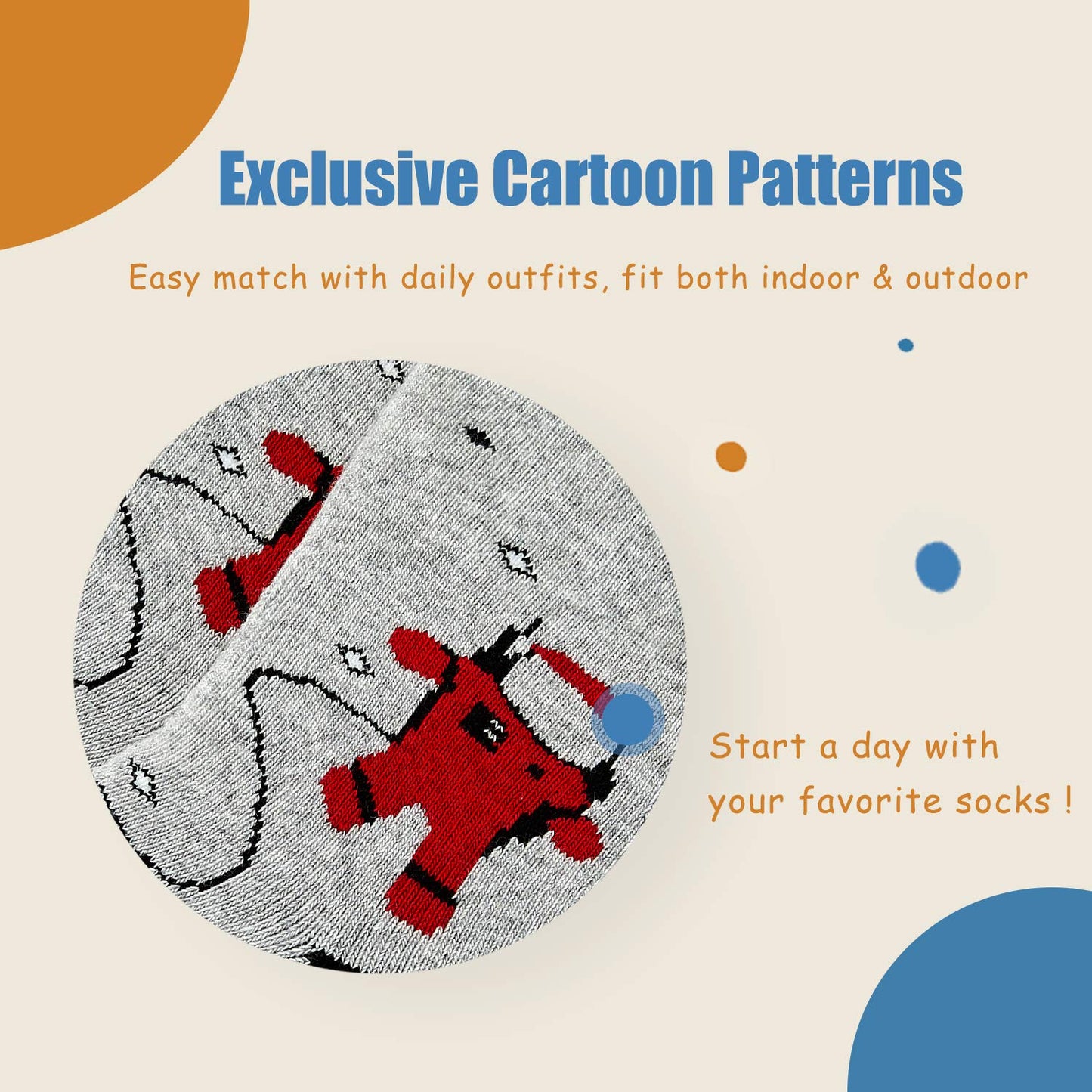 Howjojo Big Boys Winter Warm Socks Kids Cotton Crew Socks Cartoon Space Socks 6 Pack 10-12 Years