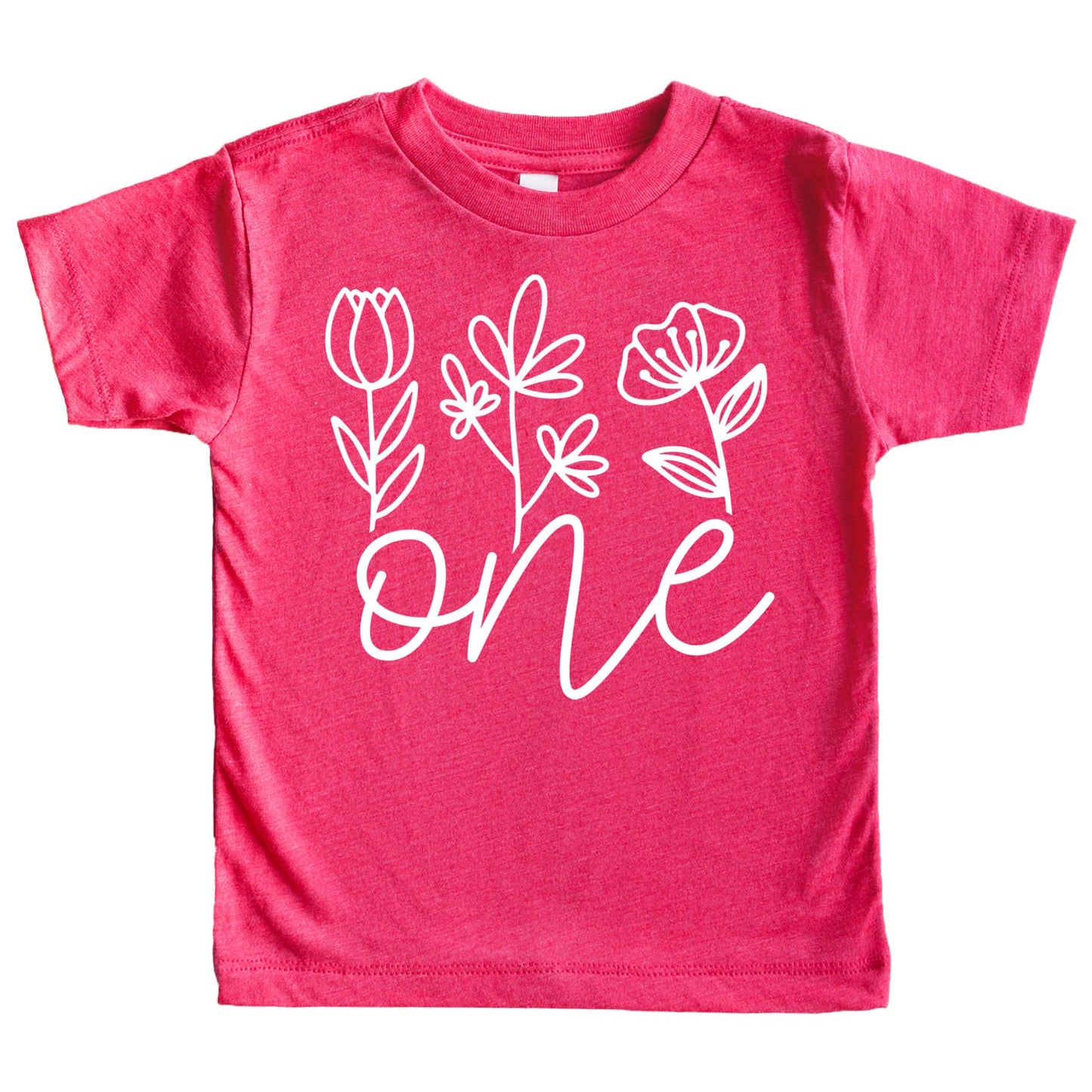 One Floral 1St Birthday Shirt For Baby Girls First Birthday Outfit White On Vintage Pink 12 Months