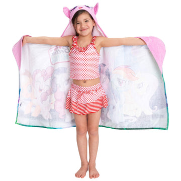 My Little Pony Bath/Pool/Beach Soft Cotton Terry Hooded Towel Wrap, 24 In X 50 In, By Franco Kids