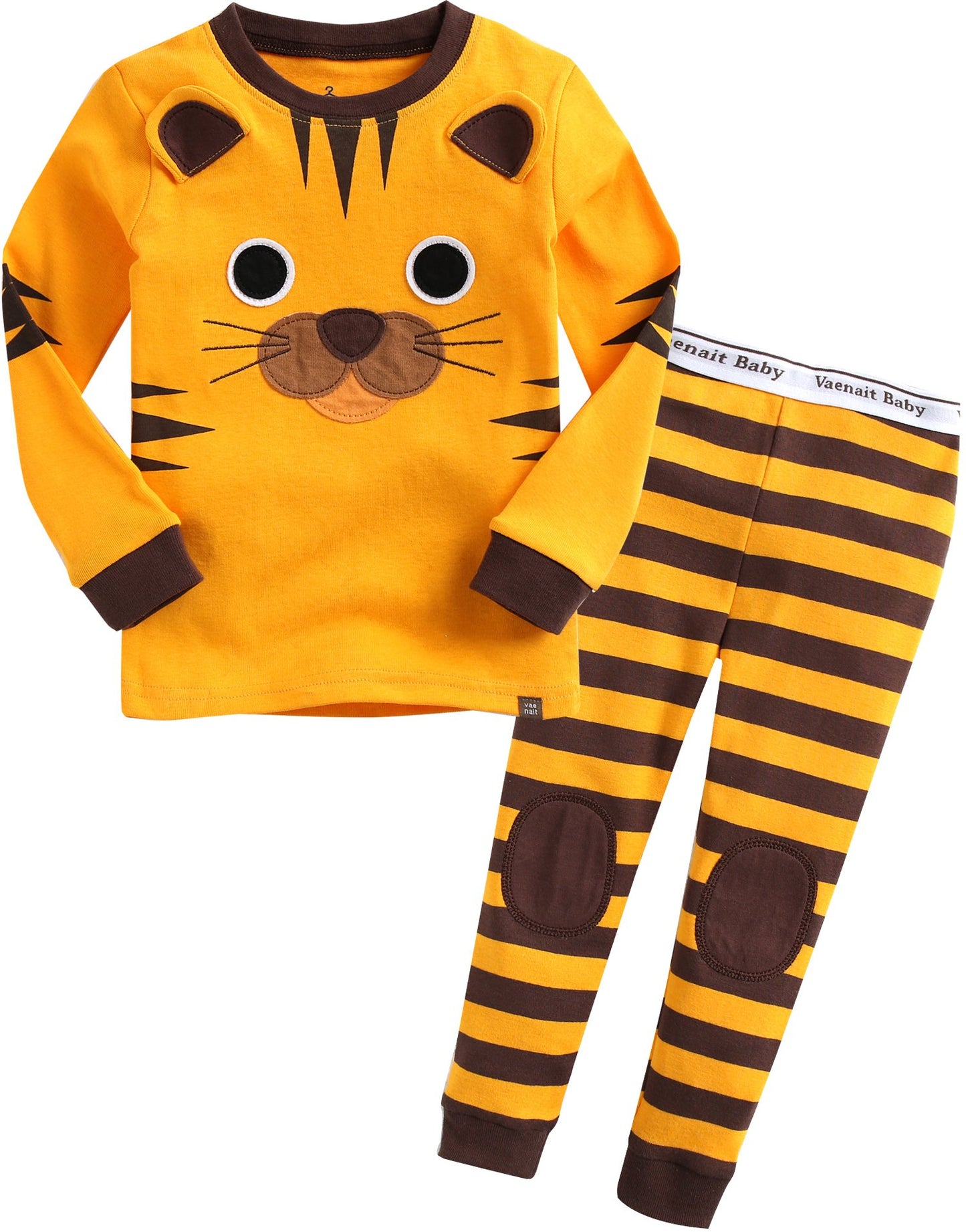 Vaenait Baby Kids Boys Girls Long Sleeve Cotton Sleepwear Pajamas 2Pcs Set Tie Tiger 3T/M