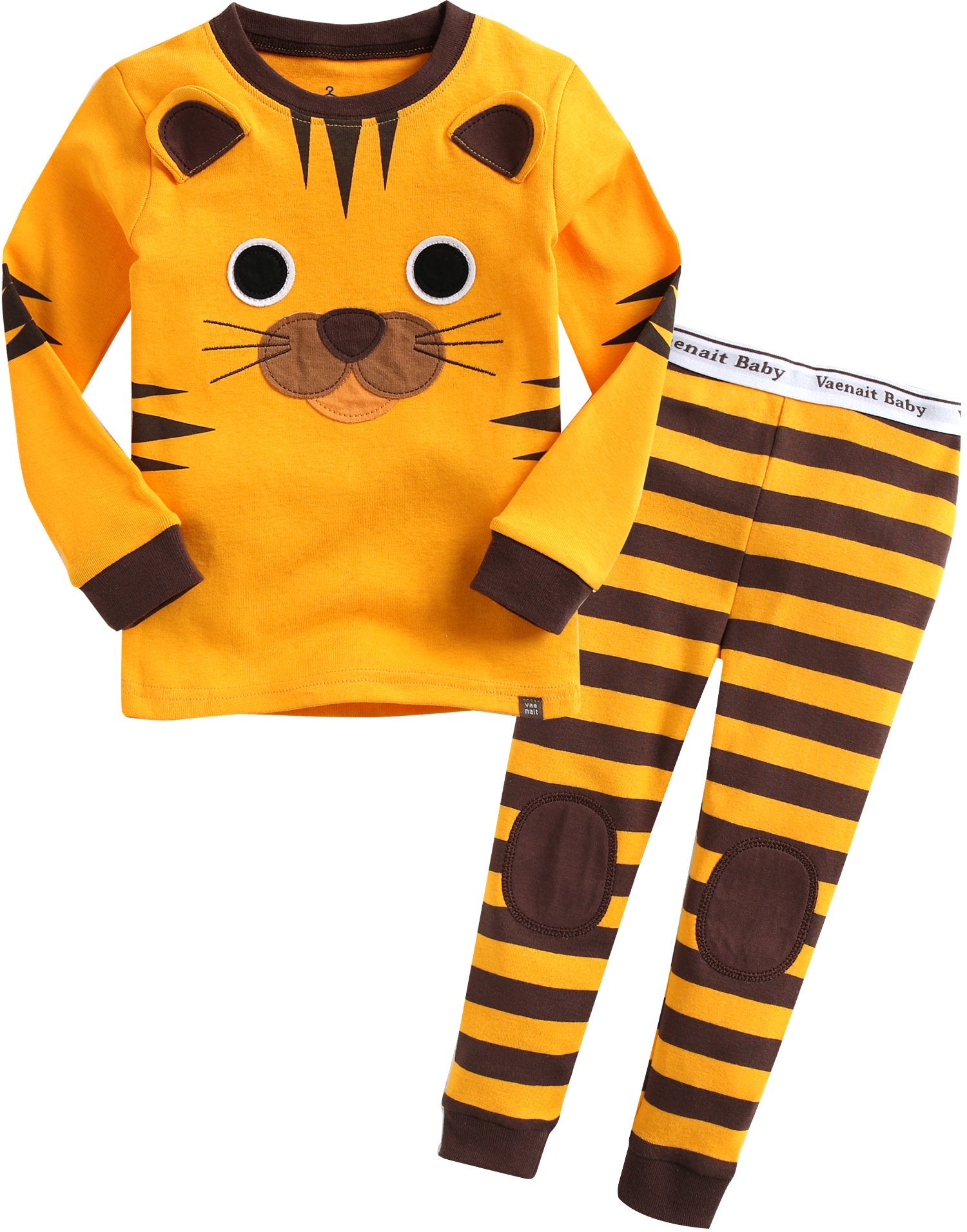 Vaenait Baby Kids Boys Girls Long Sleeve Cotton Sleepwear Pajamas 2Pcs Set Tie Tiger 6-7Y/Xl