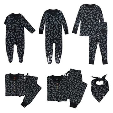 Honestbaby Baby 2-Piece Organic Cotton Holiday Family Jammies Pajamas, Tossed Skulls Black, 12 Months