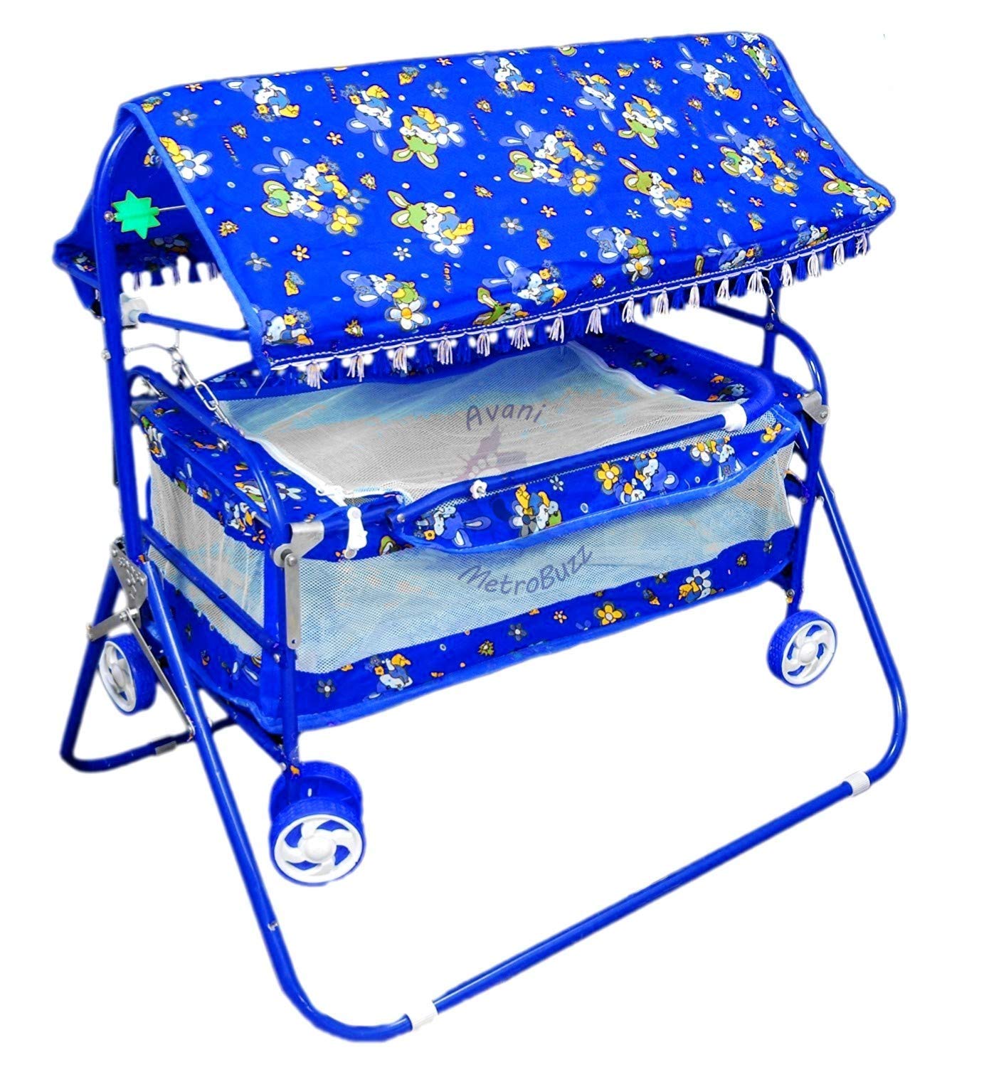 Avani Metrobuzz Baby Jhula Swing For Sleeping/Baby Crib For Ew Born Baby/Baby Crib And Cradle Two In One (Blue) (Blue)|Folding|I