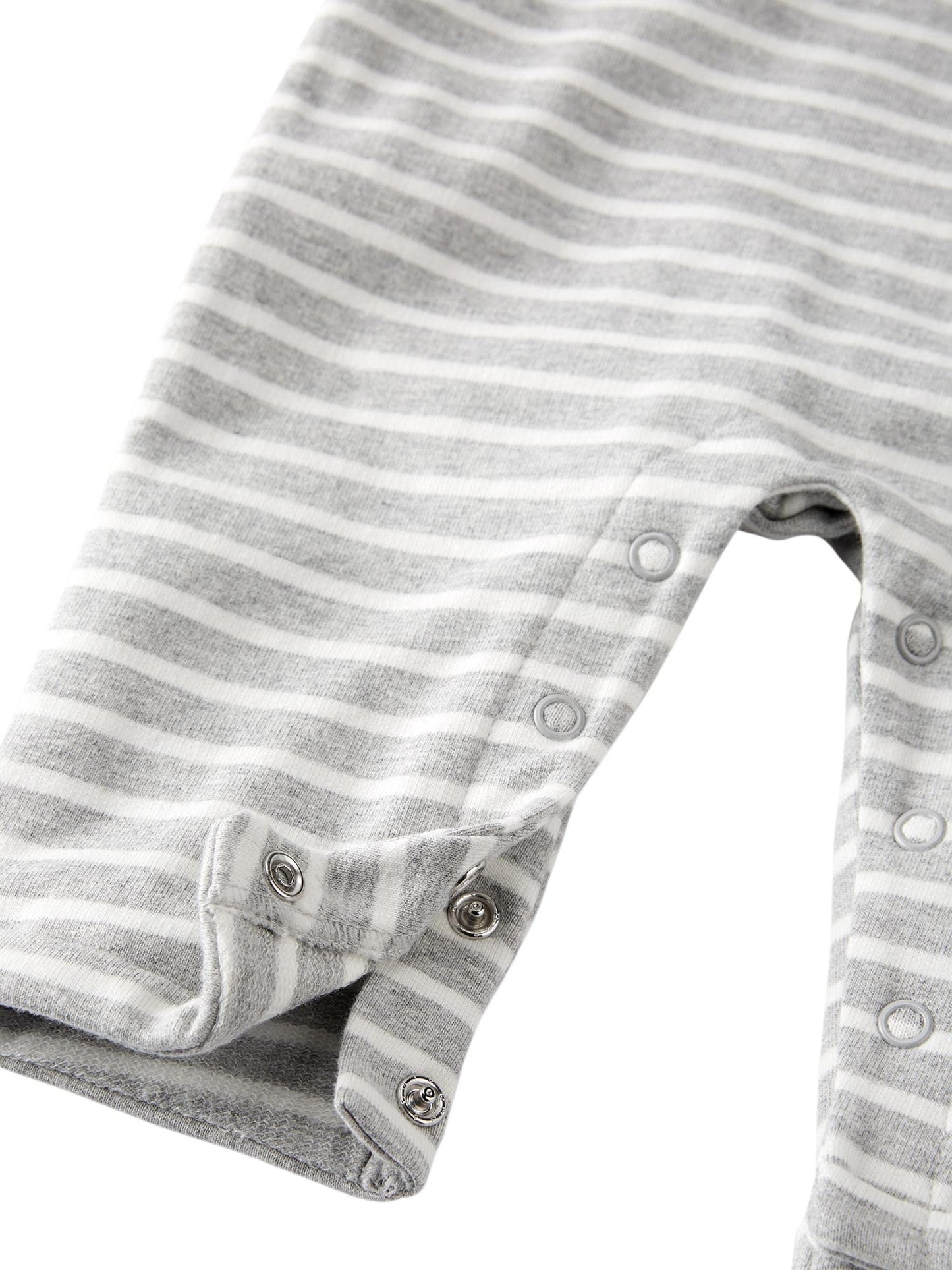 Little Planet By Carter'S Unisex-Baby Terry Jumpsuit Made With Organic Cotton, Grey Stripes, 3 Months