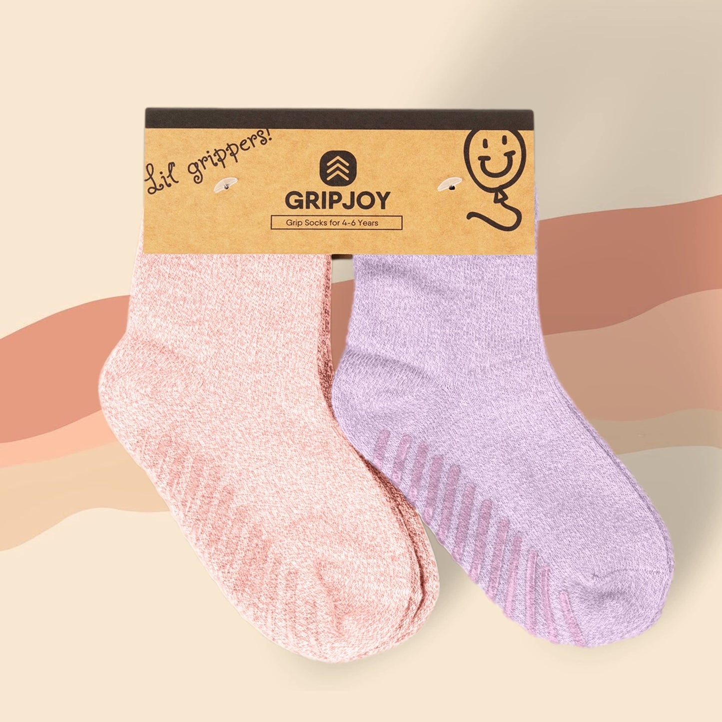 Gripjoy Toddler Socks With Grippers - Non Slip Socks For Kids - Toddler Grip Socks - 12-24 Months - Pink Mix - 4 Pairs