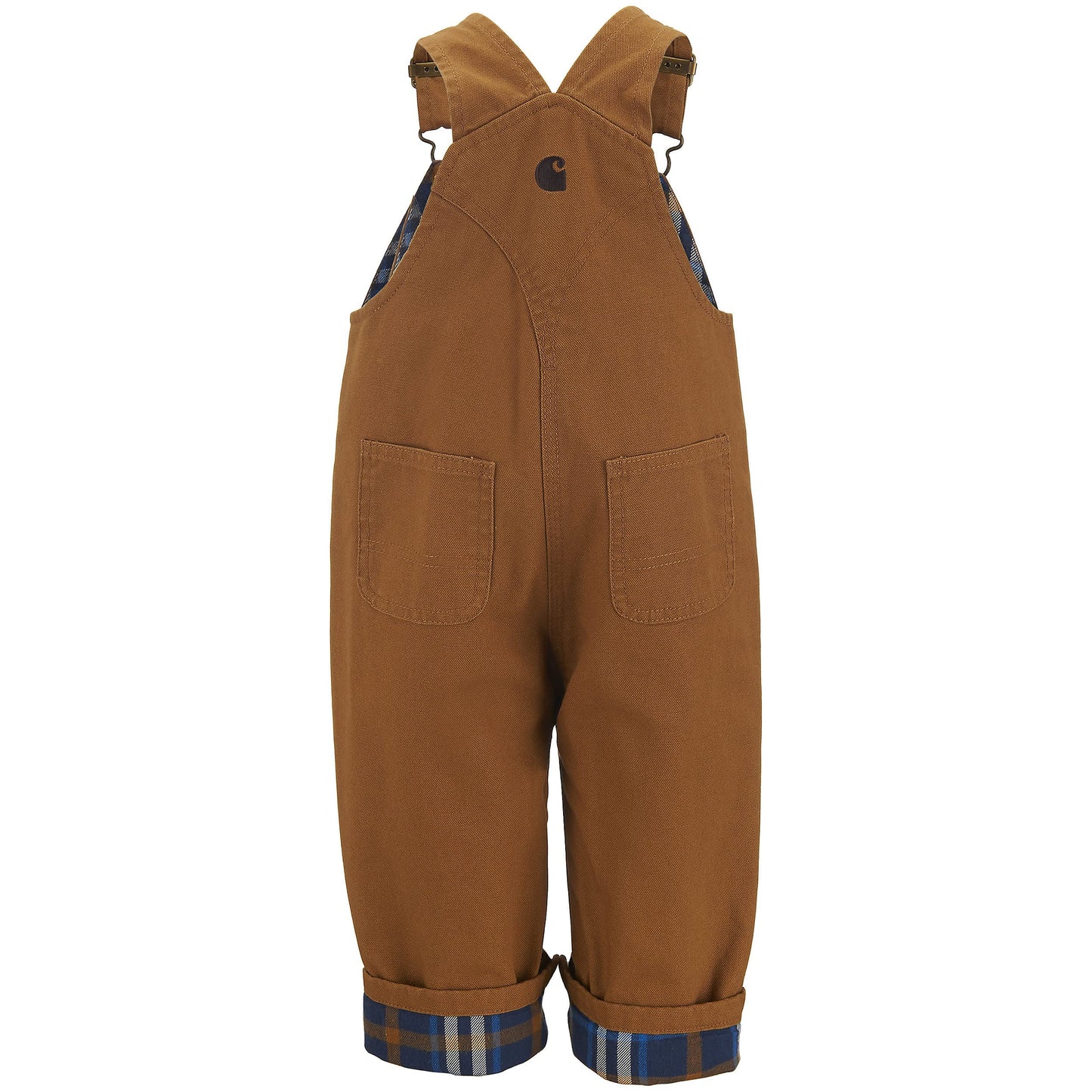 Carhartt Little Boys' Washed Canvas Flannel Lined Bib Overall, Carhartt Brown, 4T