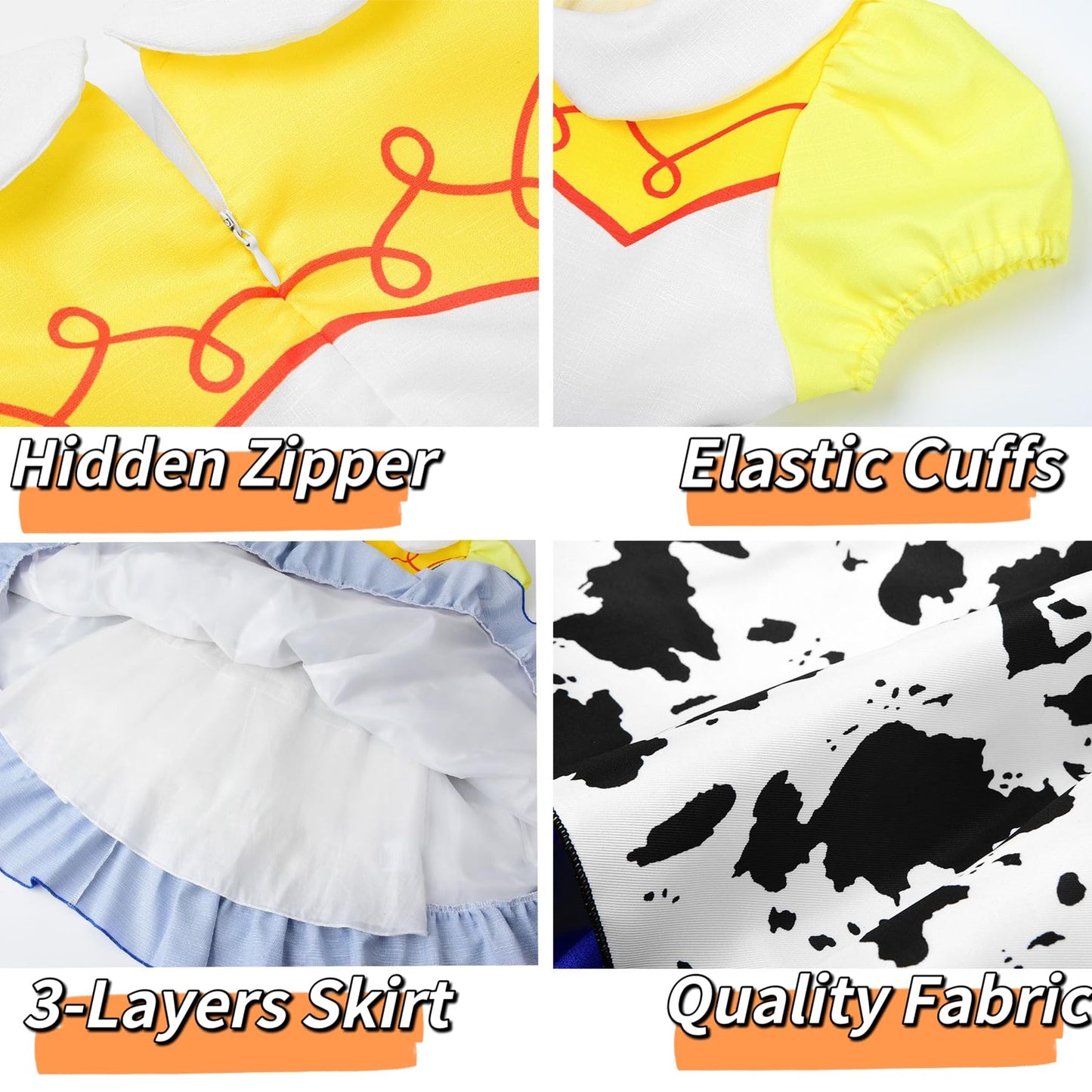 Uplus Me Cowgirl Costume Girls Cowgirl Dress Jessie Costume Halloween Party Princess Dress Up Outfit With Red Cowboy Hat (9-10 Y