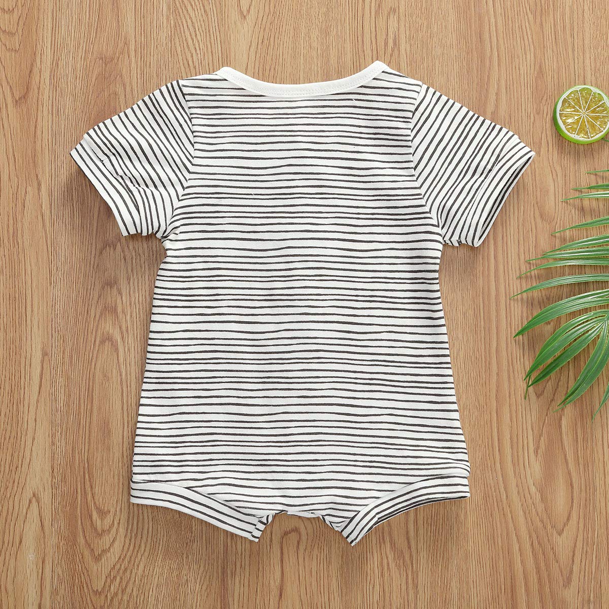 Iddolaka Newborn Summer Baby Boy Girl Romper Bodysuit Jumpsuit Playsuit One Piece Outfit Clothes (Short Sleeve Black White, 3-6
