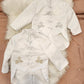 Igirldress Little Boys White Baptism Christening Mandarin Collar Tail 5 Pcs Tuxedo With Gold Cross Embroidery Size 5