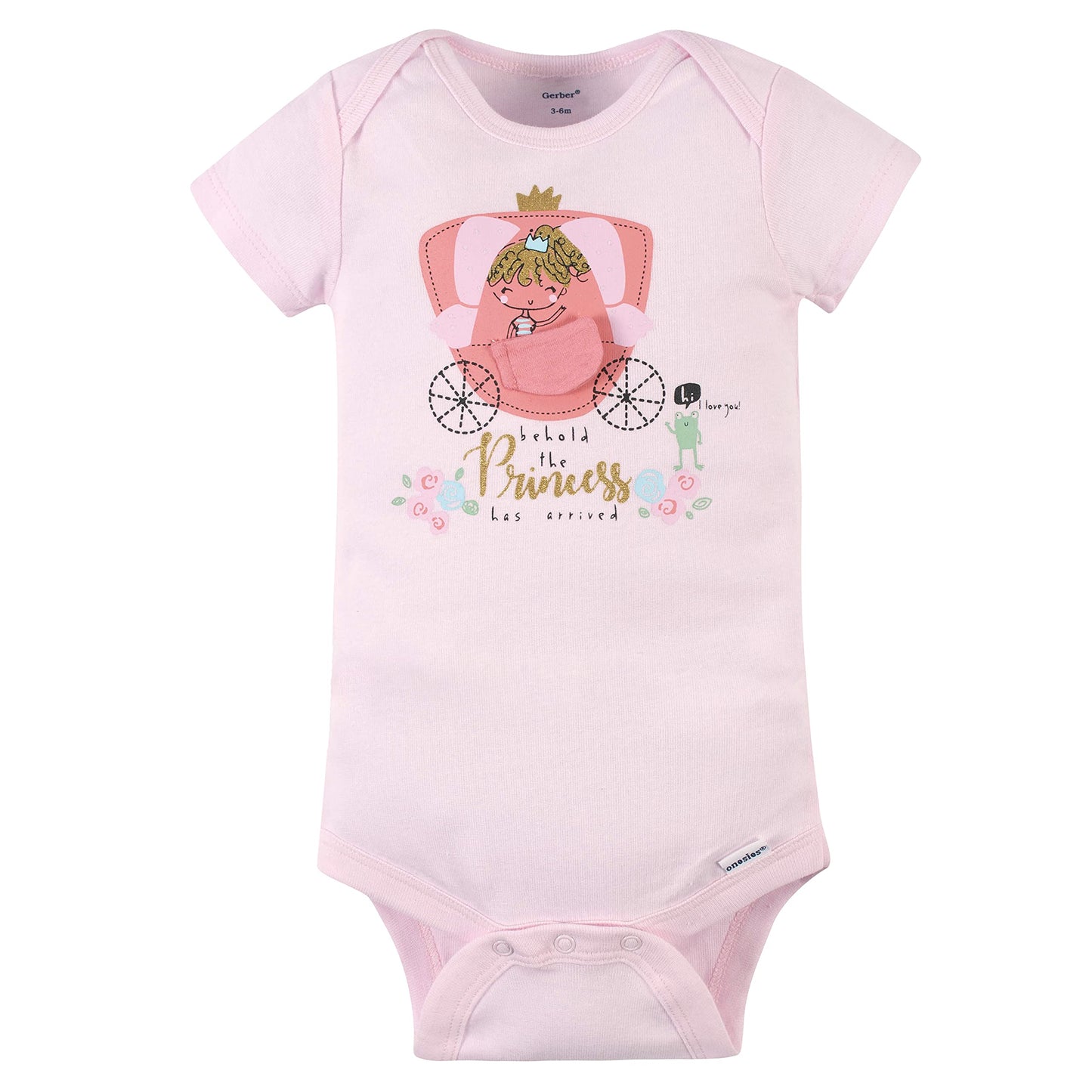 Gerber Baby Girls' 4-Pack Short Sleeve Onesies Bodysuits, Princess Pink, Newborn