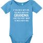 Mess With Me Mess With My Grandma Printed Infant Bodysuit Baby Romper Light Blu...