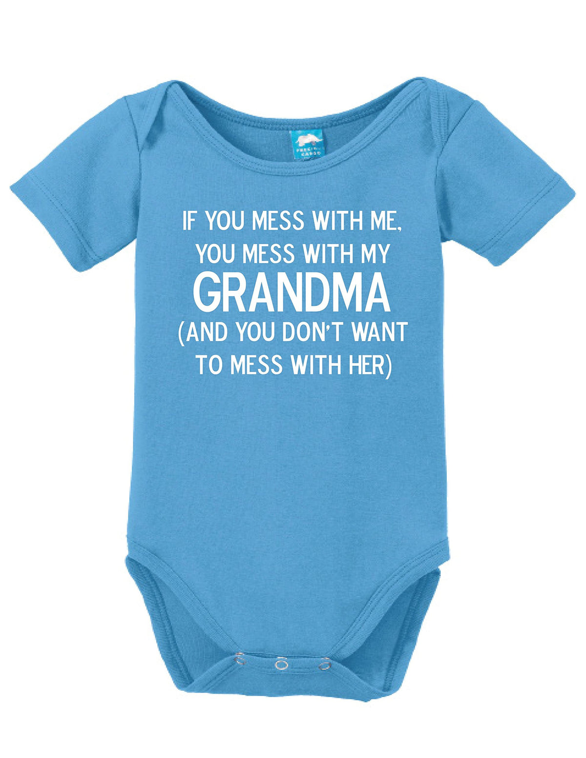 Mess With Me Mess With My Grandma Printed Infant Bodysuit Baby Romper Light Blu...