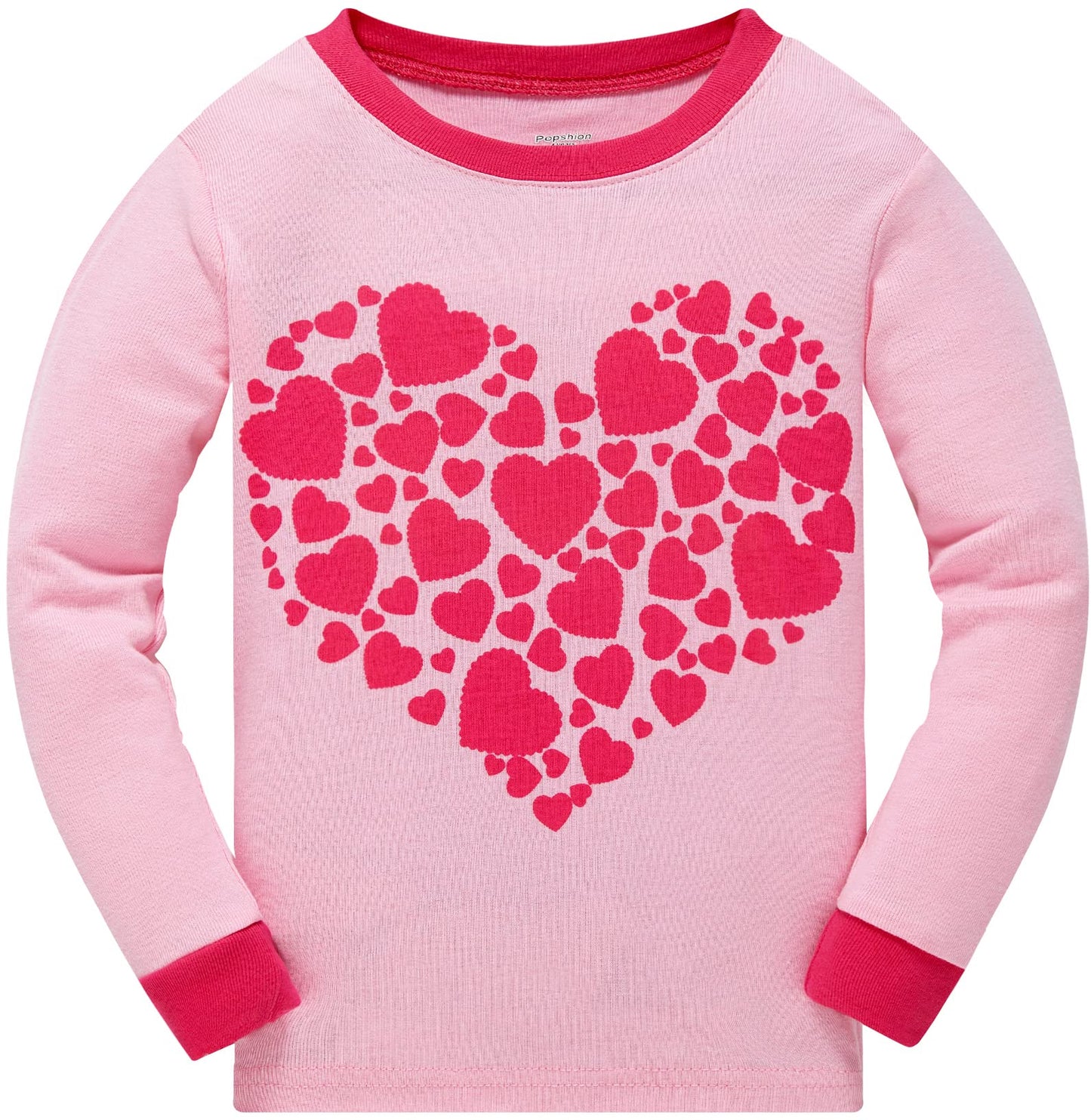 Baby Girls Heart Pajamas 100% Cotton Love Pjs 2 Piece Long Sleeve Sleepwears Toddler Clothes Valentines Day Kids Heart Shirt 3T/
