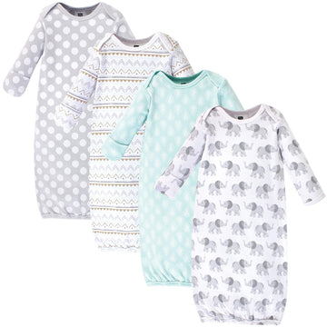 Hudson Baby Unisex Cotton Gowns, Gray Elephant, 0-6 Months