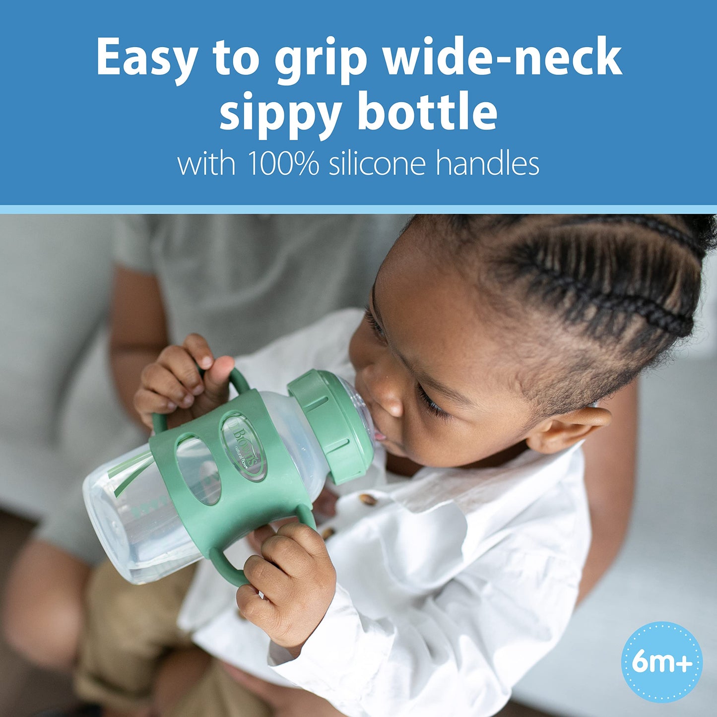 Dr. Brown'S Milestones Wide-Neck Sippy Bottle With 100% Silicone Handles, Easy-Grip Bottle With Soft Sippy Spout, 9Oz/270Ml, Bpa